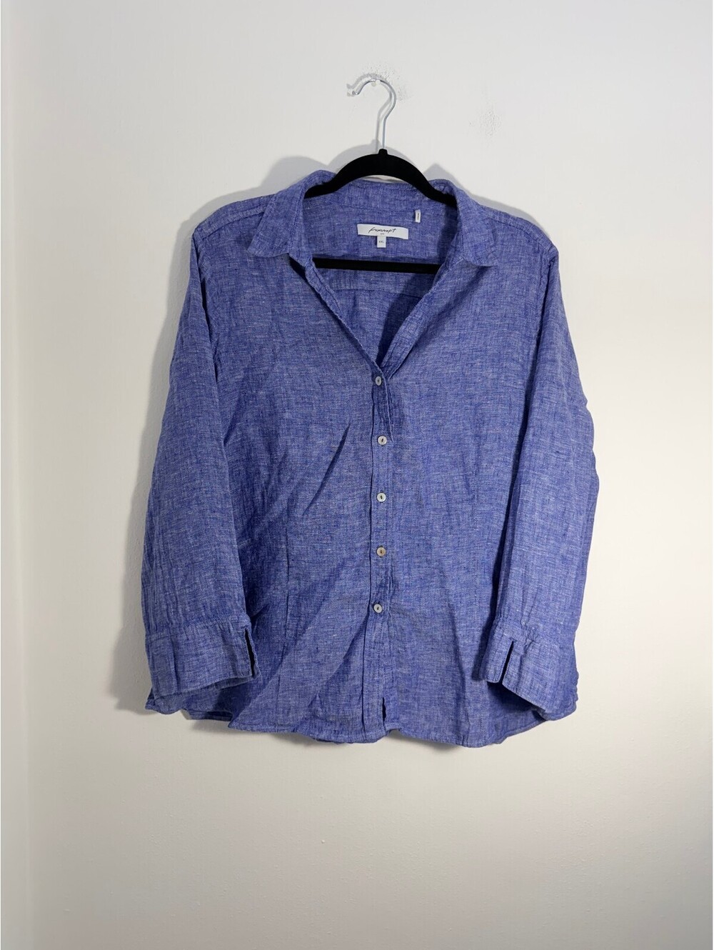 Foxcroft NYC 100% Linen Blue Button Front Shirt Blouse XXL - Picture 2 of 8